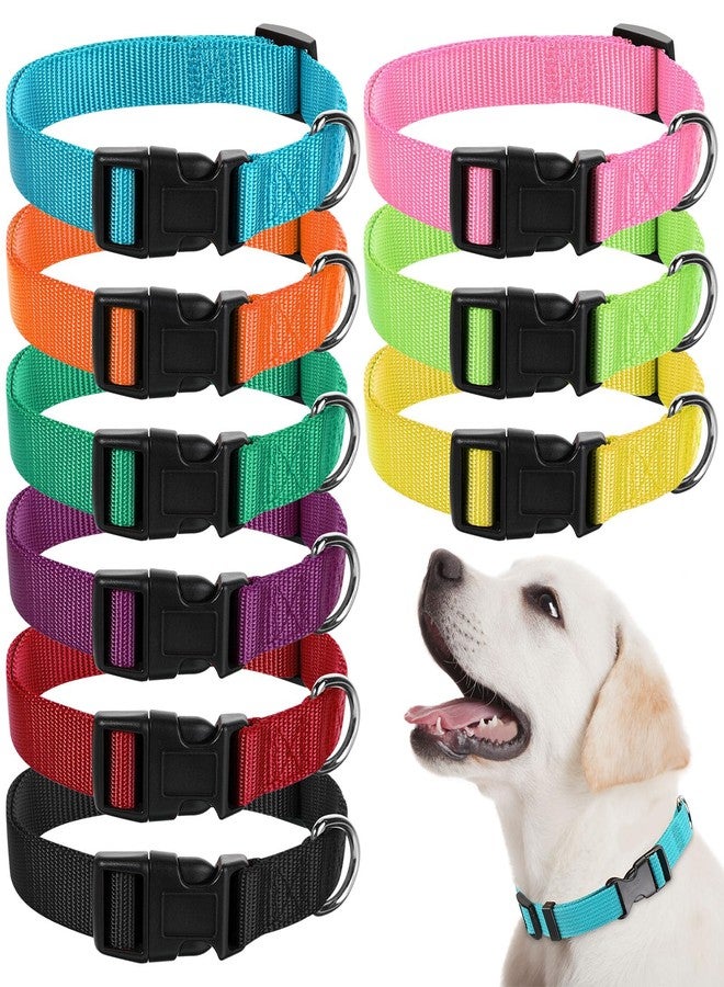 Perthlin 9 Pieces Adjustable Dog Collar for Animal, Soft Nylon Pets Puppy Collar with Quick Release Buckle Holder Bulk for Dogs Walking Running Training(Medium,Bright Colors) - Image 1